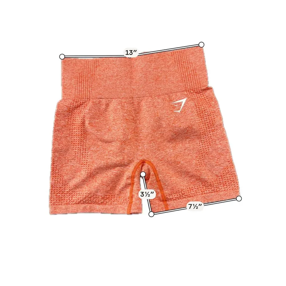 Gymshark Biker Shorts Womens Small Orange High Waist Seamless 3.5 Inseam Gym